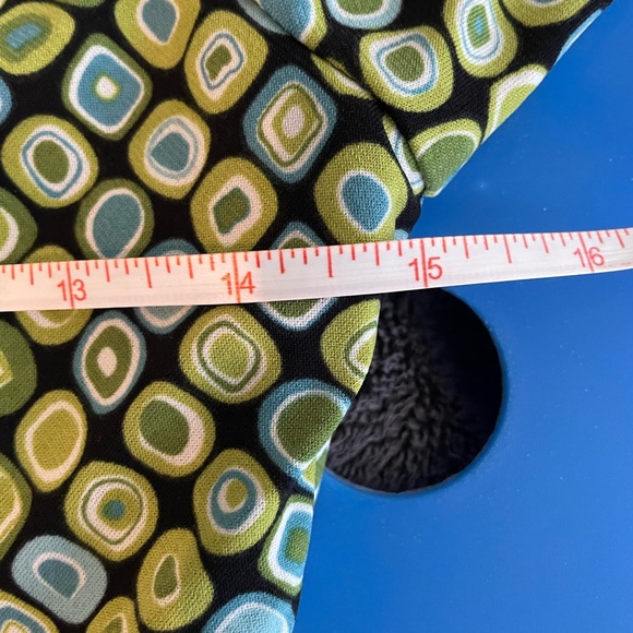 *DONATED* Maggy L | V-Neck Dress | Green Black Blue Sq Print - Picture 7 of 7